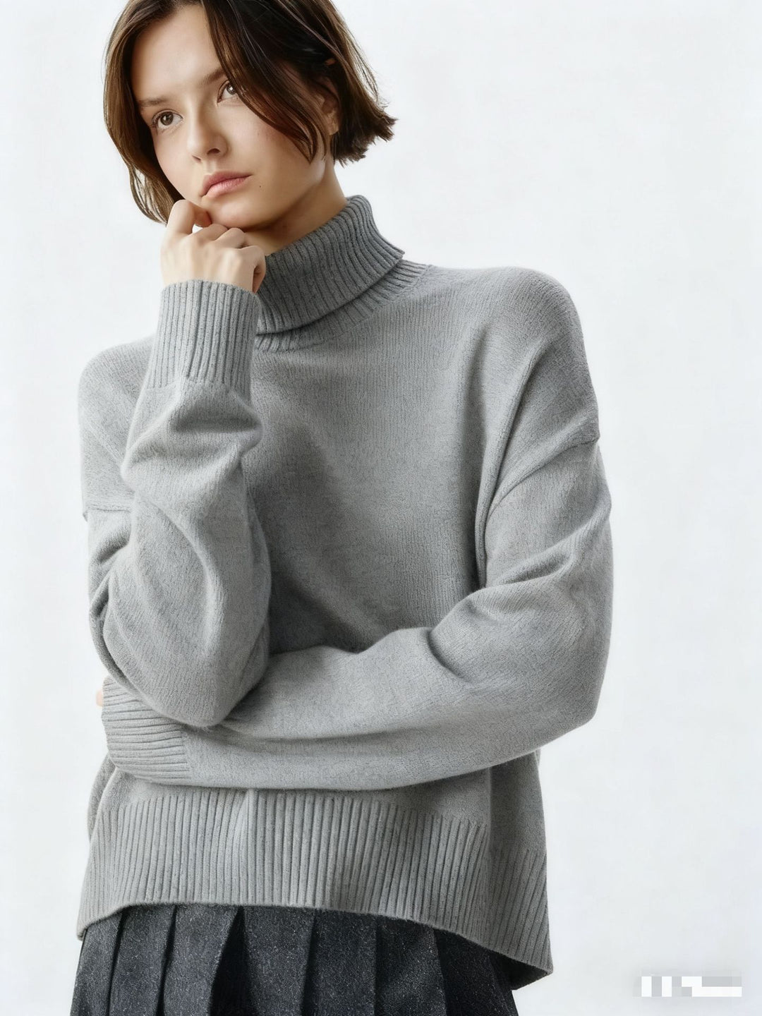 Dame Cozy Turtleneck Sweater med Oversized Snit og Fin Ribstruktur Stilla