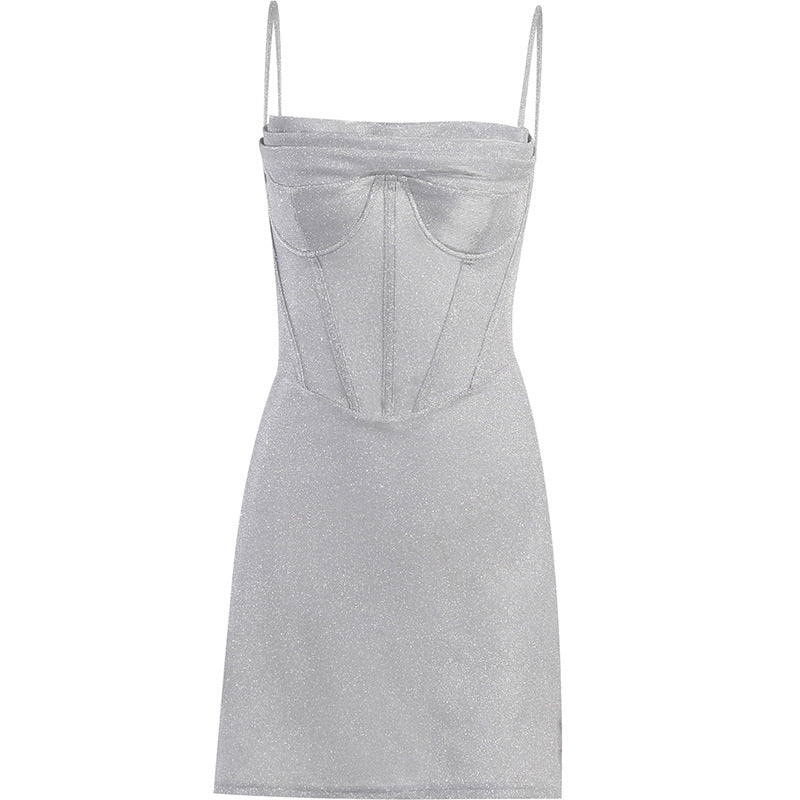Dame Glitrende Minikjole med Korset-design Stilla