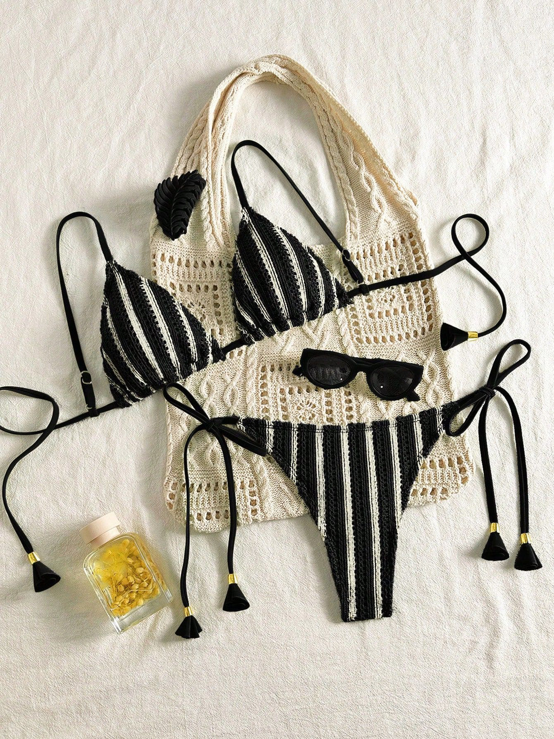 Dame Strappy Bikinisæt med justerbare stropper Skovae