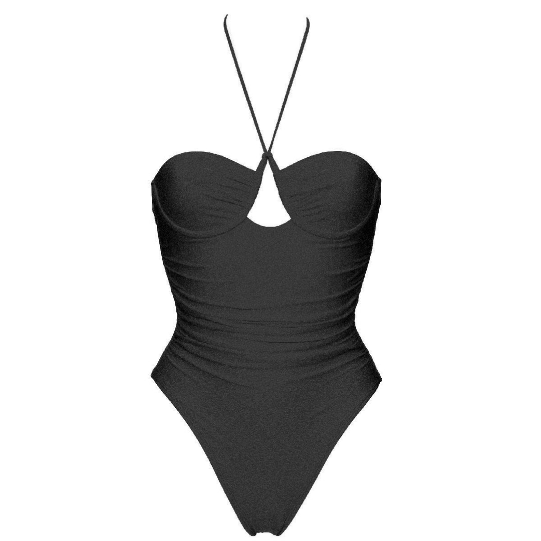 Dame Én delet badedragt med elegant cut-out og ruching Stilla