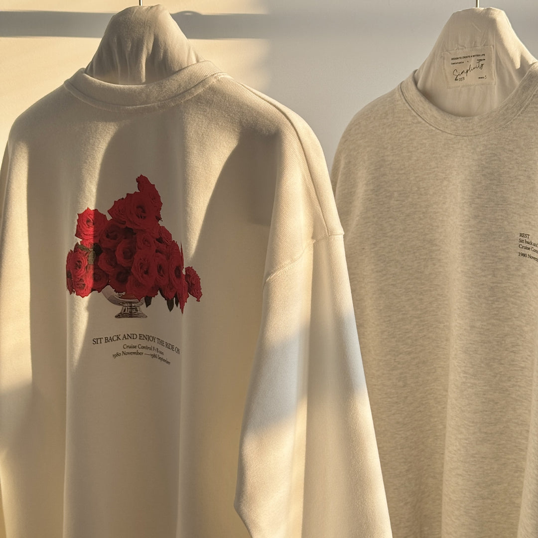 Dame hyggelig sweatshirt med blomstret print og afslappet snit Stilla