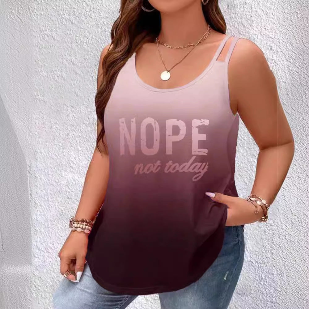 Dame afslappet tanktop med moderne ombre-effekt og sjovt statement Stilla