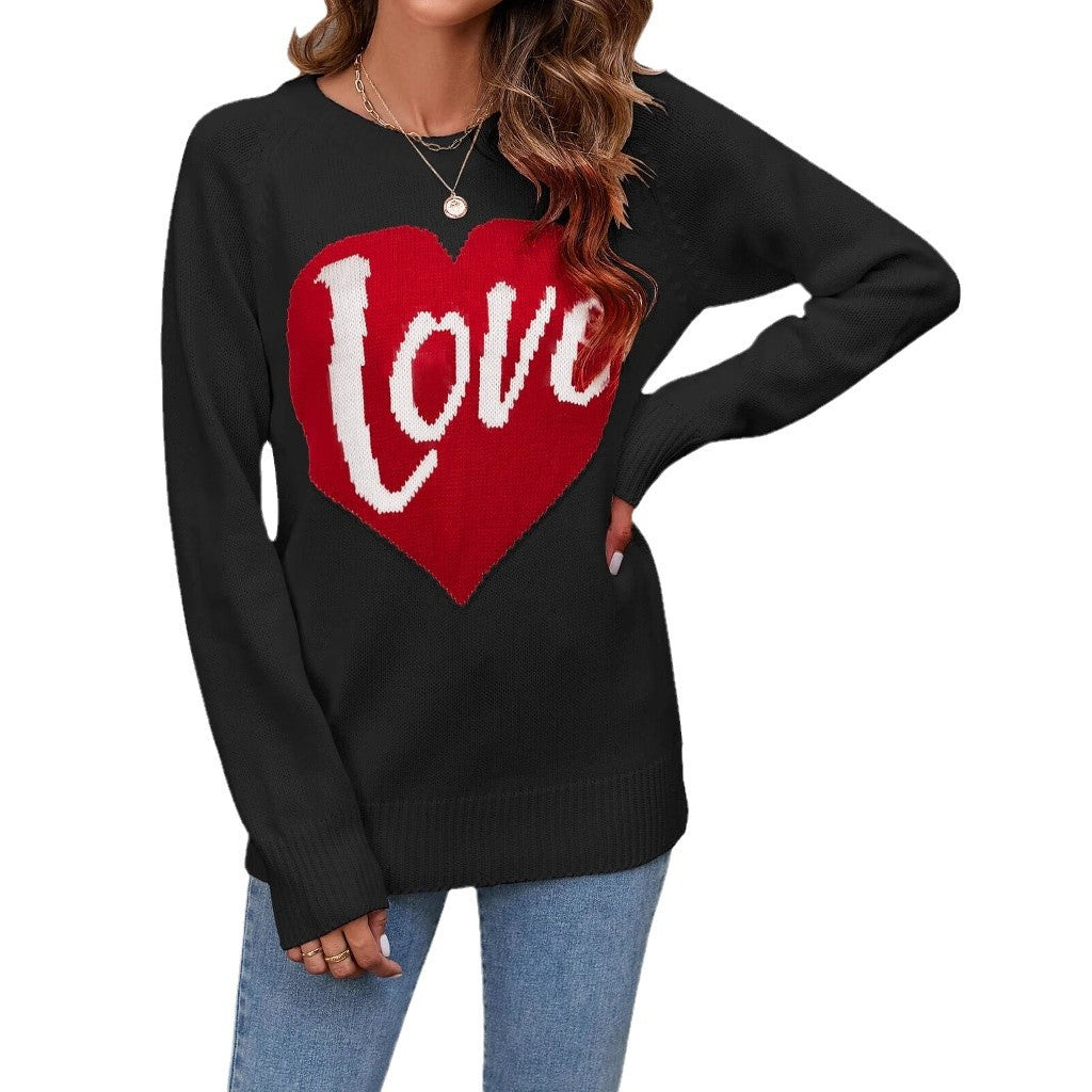 Kvinders strikkede sweater med hjerte-design Stilla