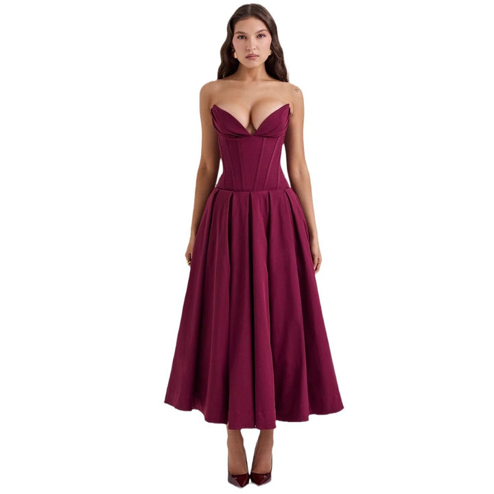 Kvinders Couture Maxi Kjole med elegant sweetheart udskæring og flagrende nederdel Stilla