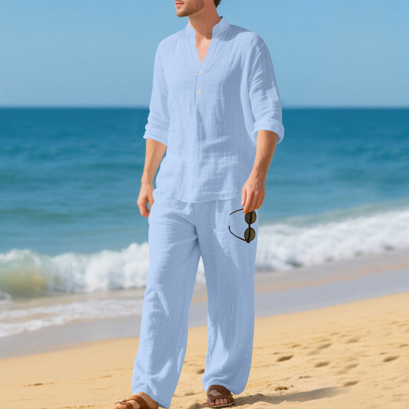 Herrer afslappet strandoutfit med praktisk knapdesign og elastisk bånd Stilla