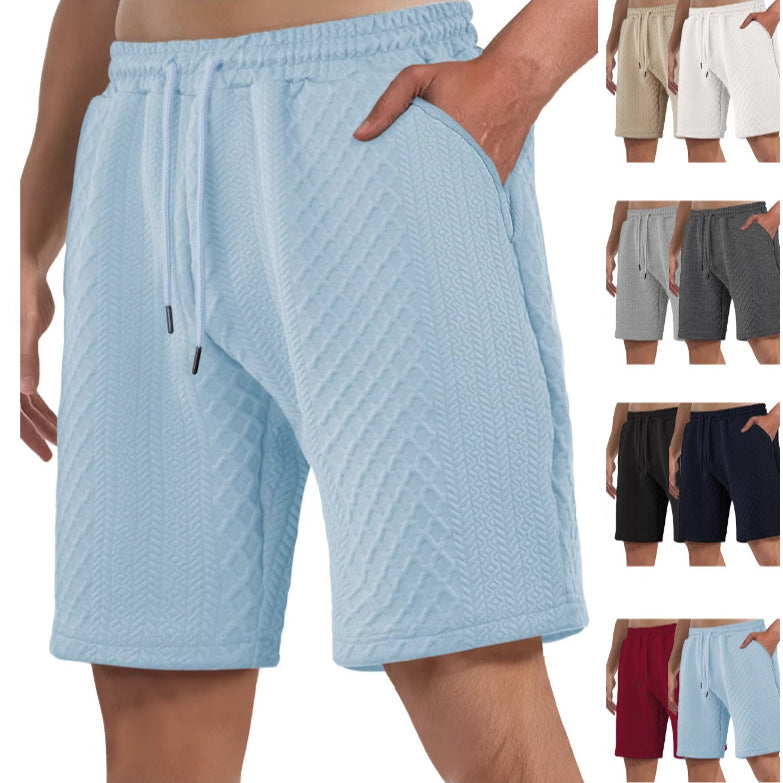 Herren nan struktureret strand-Bermuda lavet af waffeljersey med elastisk snoreliv og skrå sidelommer Skovae