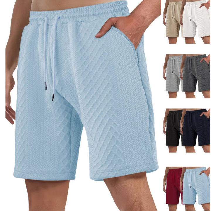 Herren nan struktureret strand-Bermuda lavet af waffeljersey med elastisk snoreliv og skrå sidelommer Skovae