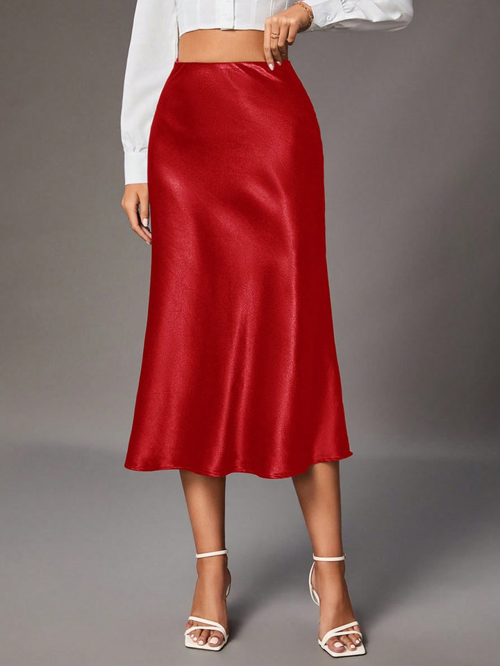 Dame Elegant A-linje Satin nederdel med flydende snit Skovae