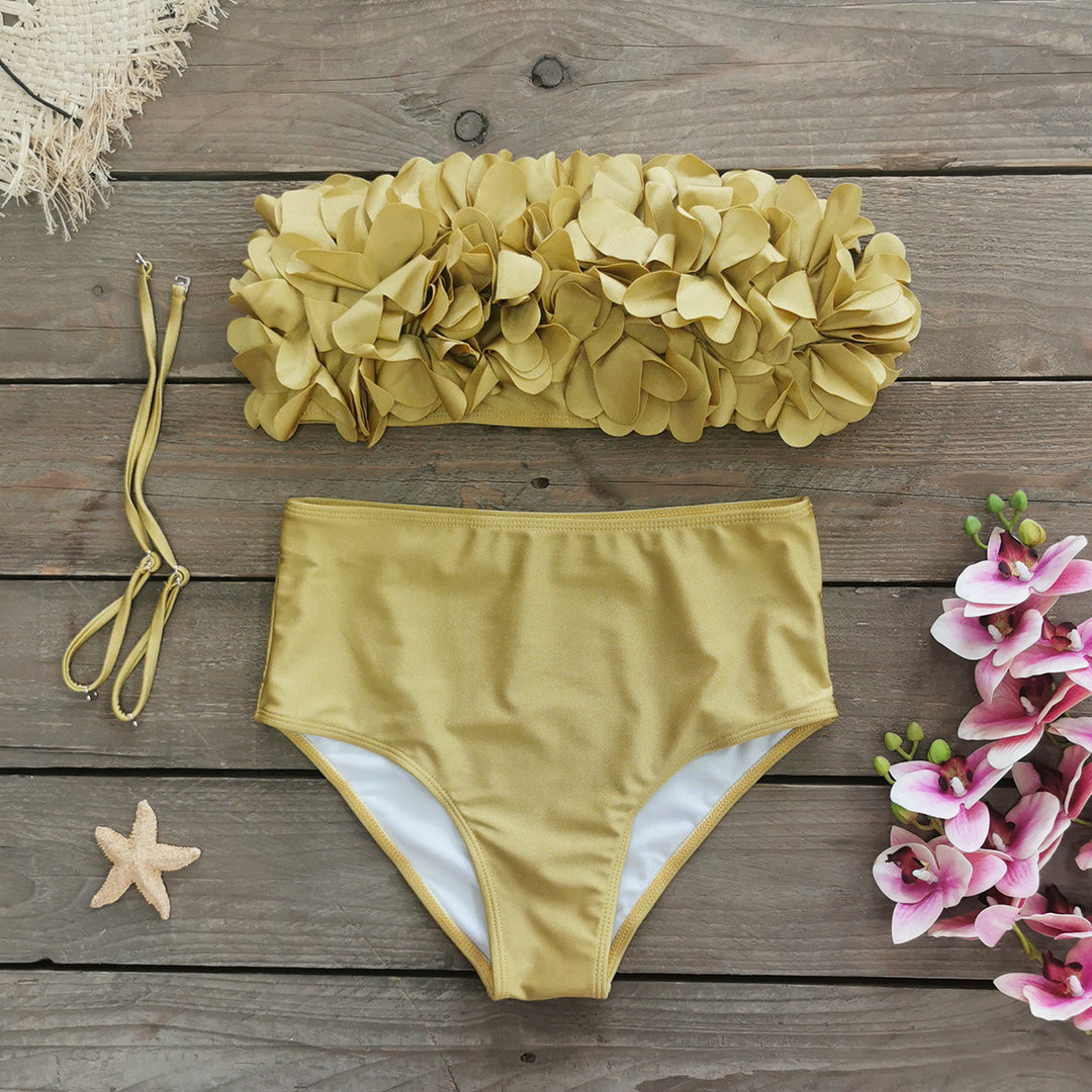 Dame Bikini-sæt med voluminøst blomstermønster og elegant høj talje-snit Stilla