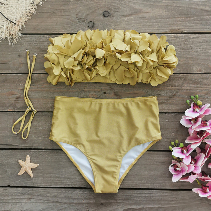 Dame Bikini-sæt med voluminøst blomstermønster og elegant høj talje-snit Stilla