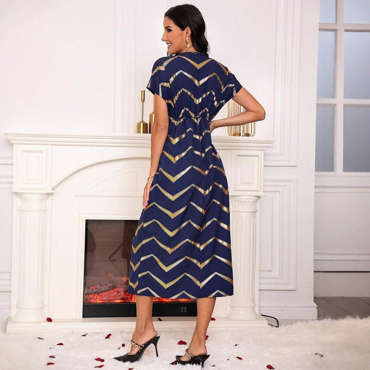 Dame Chevron-print Wickel-midi-kjole Stilla