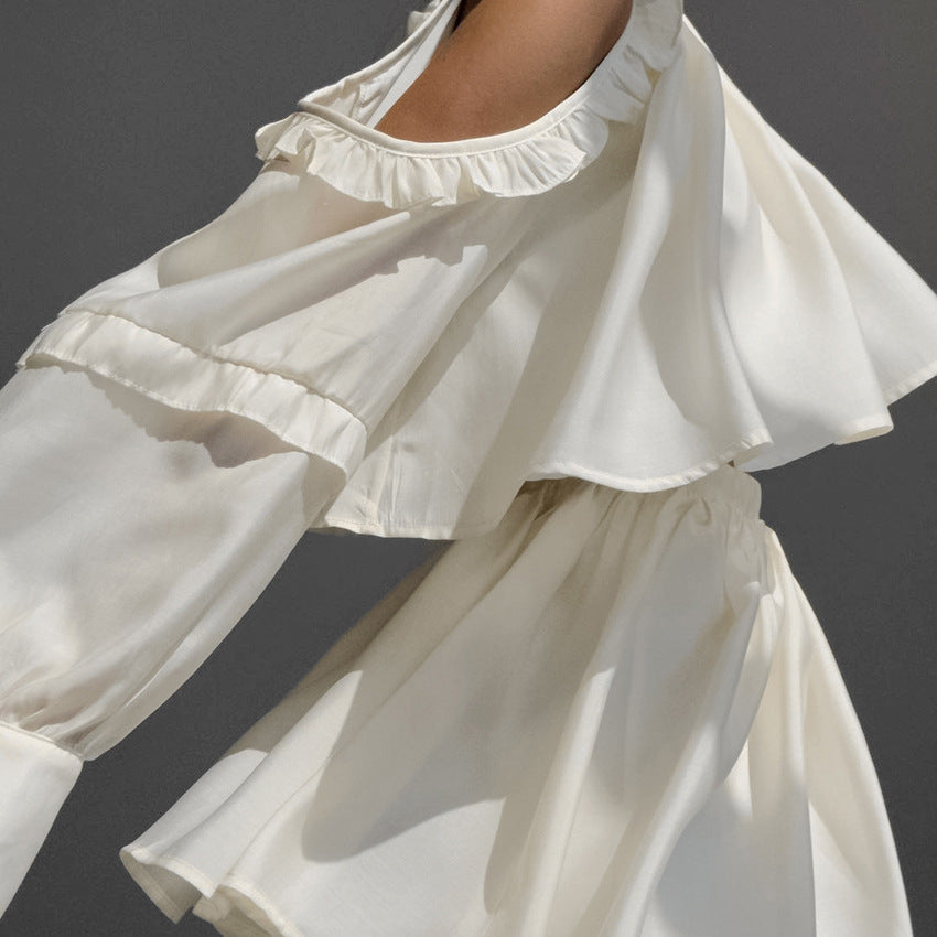 Dame luftigt kjole med flæsedesign og off-shoulder ærmer Stilla