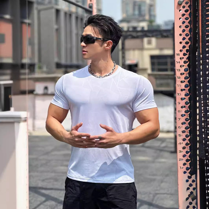 Herrer Åndbart Fitness-T-Shirt med struktureret Design Stilla