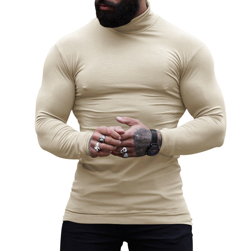 Herre langærmet T-shirt med ståkrave og tætsiddende pasform Stilla
