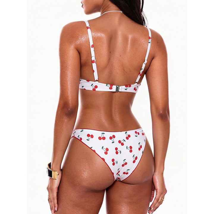 Dame Push-Up bikini med glædeligt kirsebærdesign Skovae