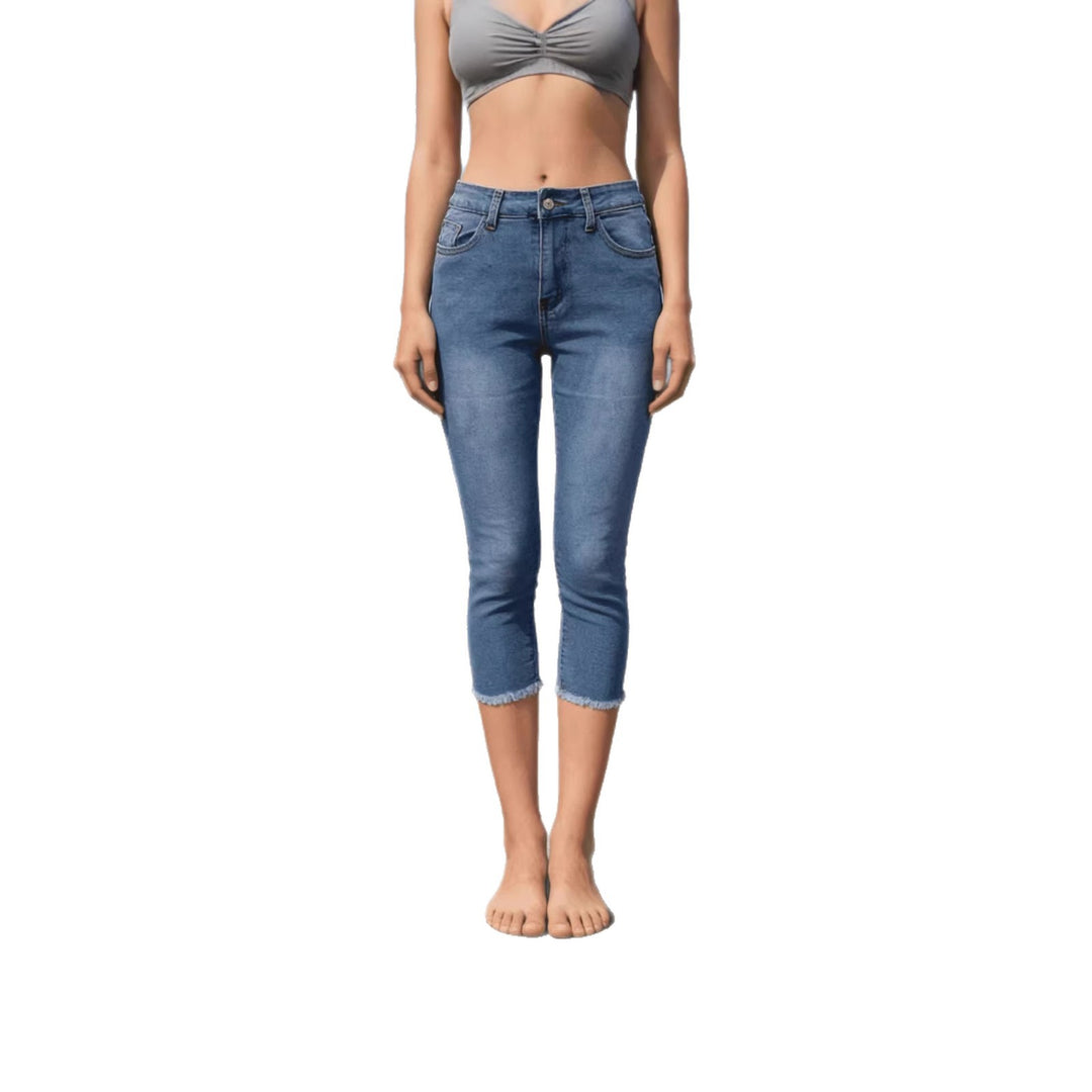 Damer casual High-Waist jeans med frynset kant og trendy snit Skovae