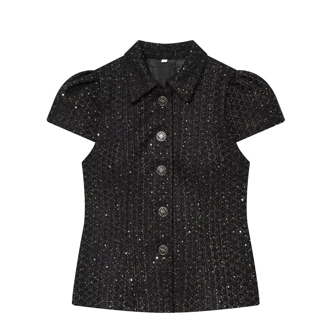 Dame modedesign skjorte i tweed-stil Skovae