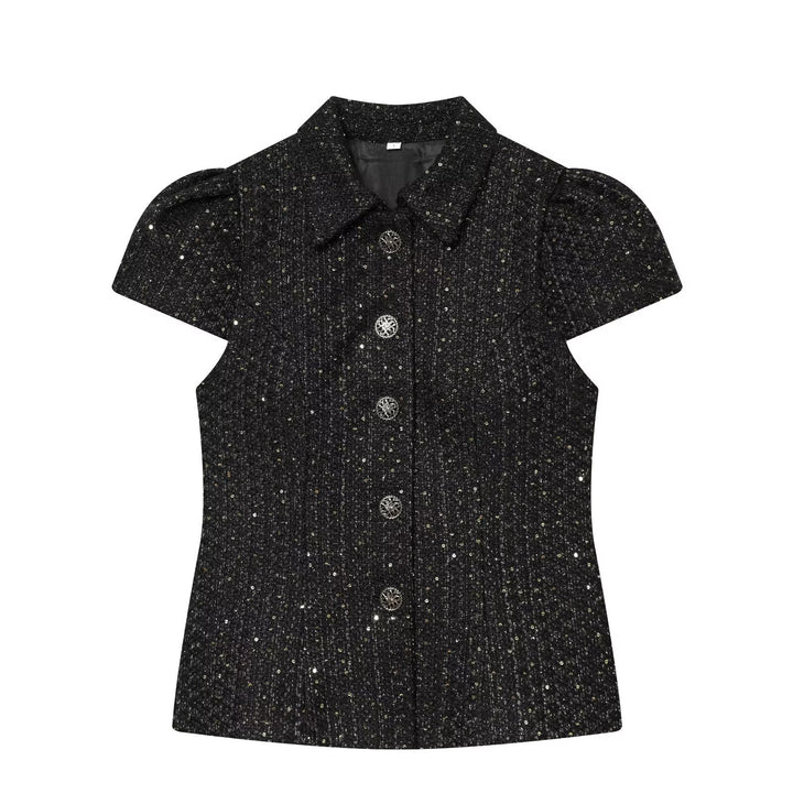 Dame modedesign skjorte i tweed-stil Skovae