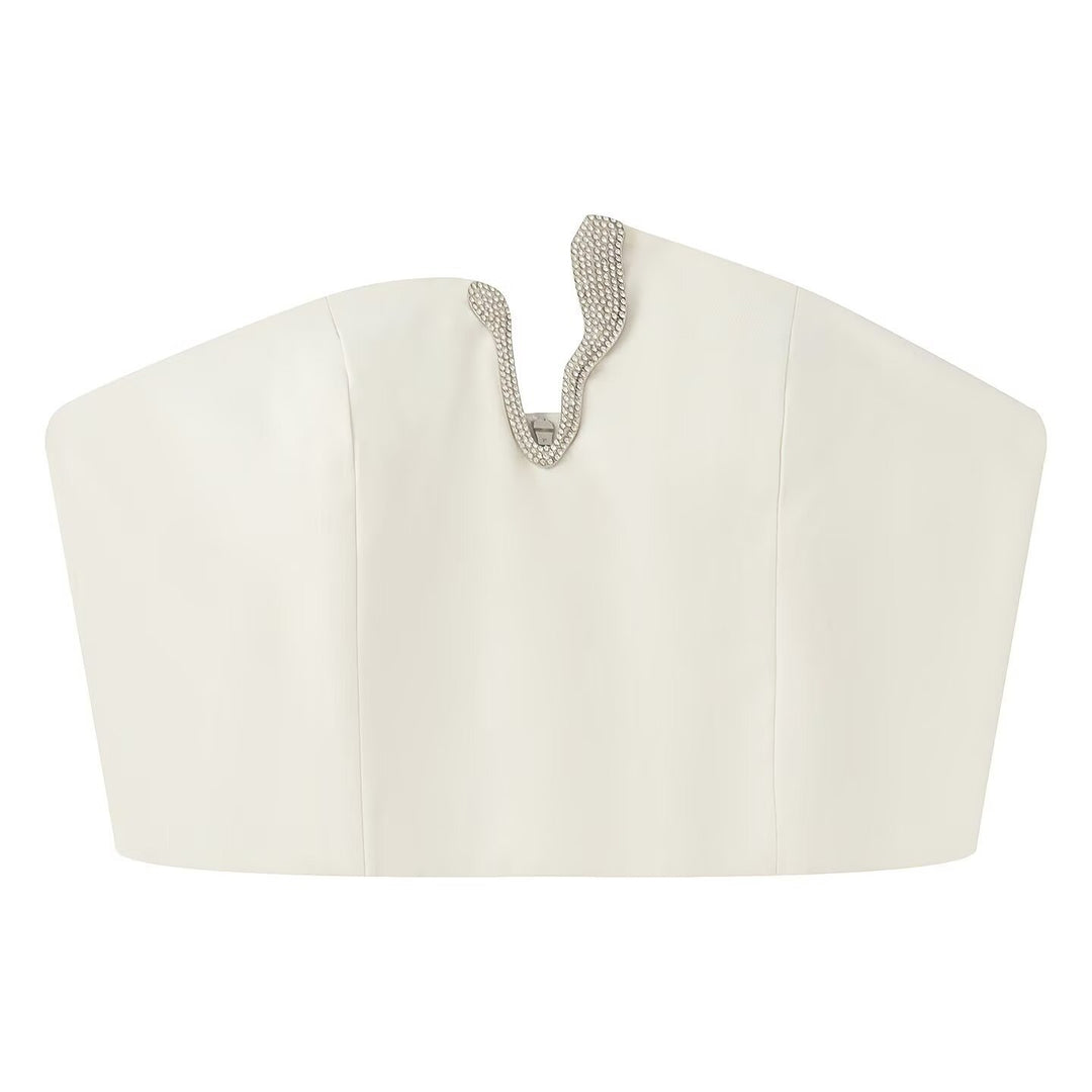 Dame Crop-Top og Mini-Nederdel Sæt med dekorativt Detail Skovae