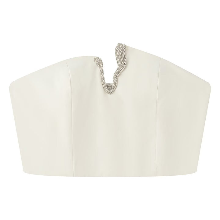 Dame Crop-Top og Mini-Nederdel Sæt med dekorativt Detail Skovae