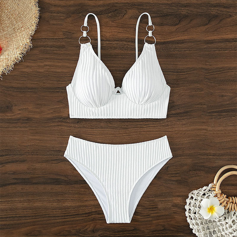 Dame triangel-bikini med smart ringdetalje Skovae