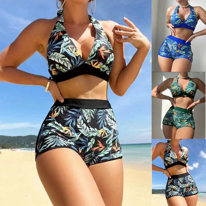 Dame bikini sæt med højhalset top og shorts Stilla