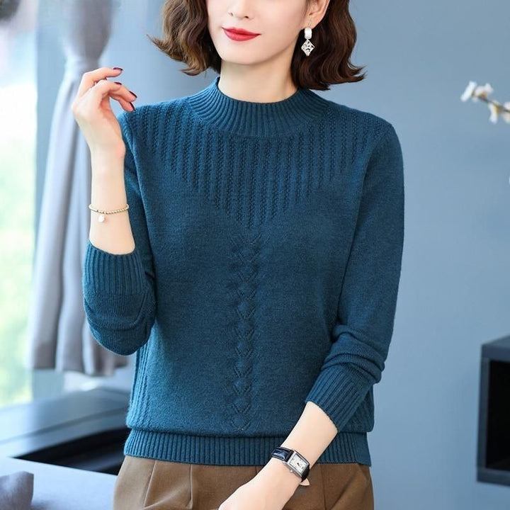 Kvindernes elegante strikkede sweater med moderne kabelmønster Stilla