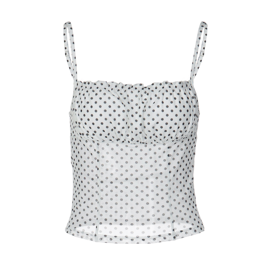 Dame Polka Dot Crop Top med justerbare stropper Skovae