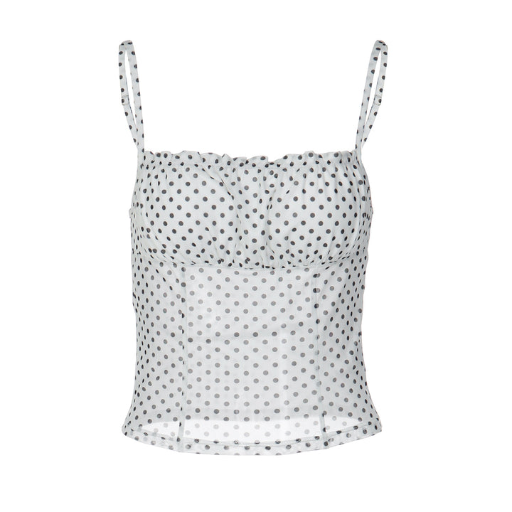 Dame Polka Dot Crop Top med justerbare stropper Skovae