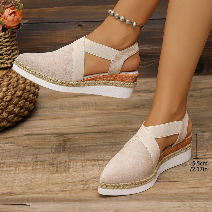 Dame nan Velours-Slingback-Kile med spids forfod, flettet jutebånd og dämpende løbsål Skovae