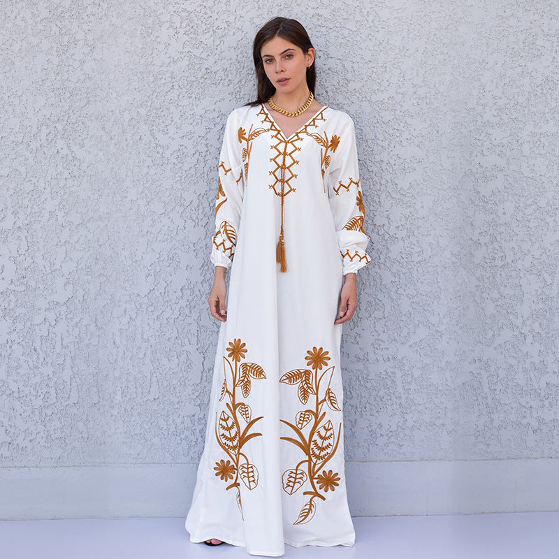 Dame Kaftan med kunstnerisk kant og afslappet snit Stilla