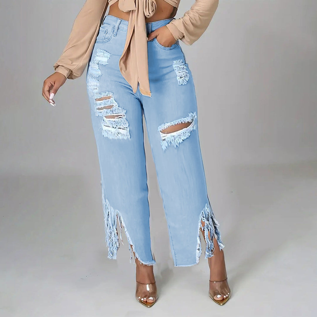 Dame Rivet Bred Denim-Bukser Stilla
