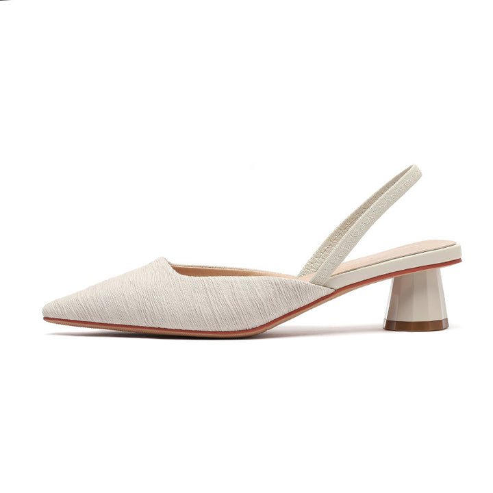 Dame Chic Slingback-hæle med unikt struktureret stof og moderne blokhæle Stilla