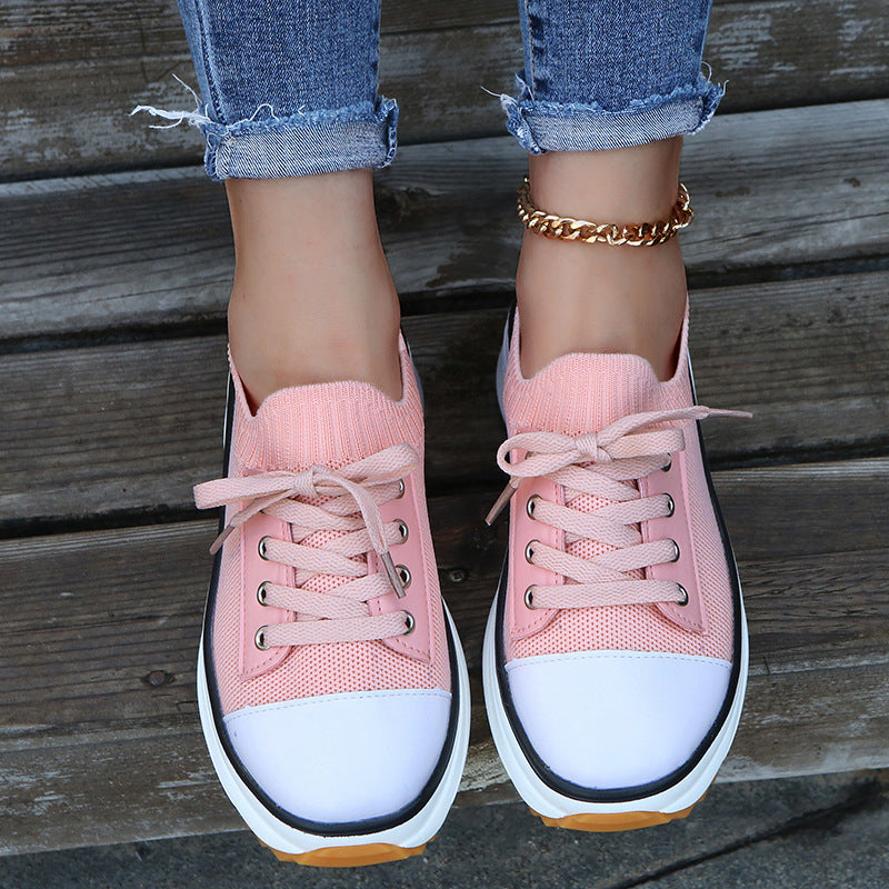 Dame Plateau-Sneakers med elastisk strikket overdel og skridsikker sål Stilla