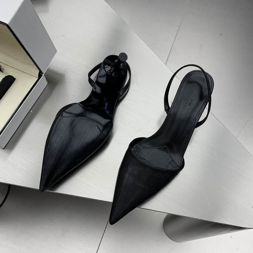 Dame Sling-pumps med elegant spids og fashionable teksturer Stilla