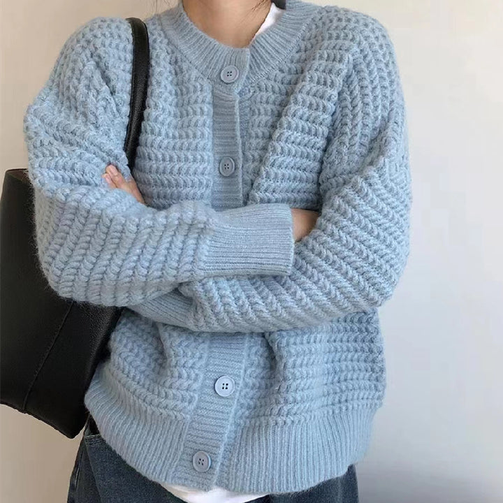 Kvinders chunky strikket cardigan med dekorative knapper og afslappet pasform Stilla