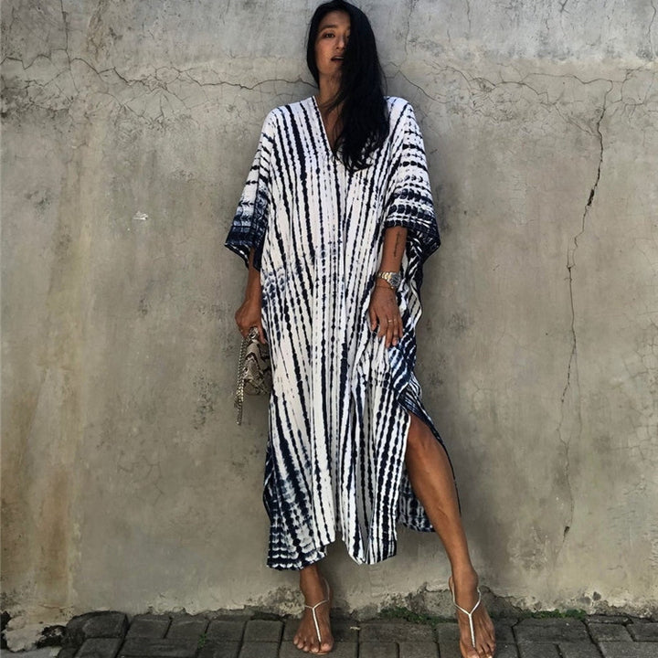 Dame Kaftan Kjole med moderne Ikat-mønster og elegante accenter Stilla