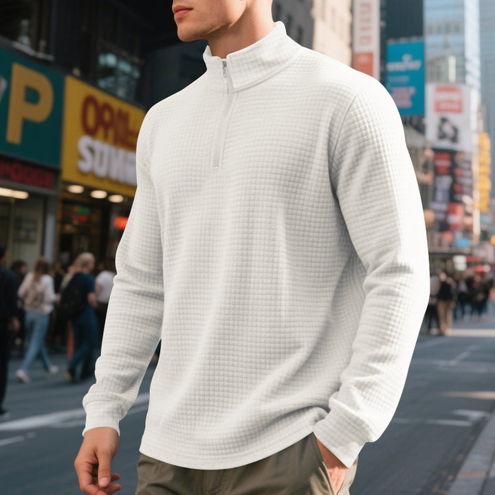 Herren nan City-Thermo-Pullover med kort lynlås Stehkragen og fin kvadratstruktur Skovae