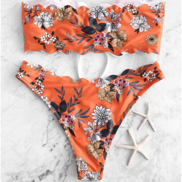 Dame Floral Snøre-Bikini-Sæt Stilla