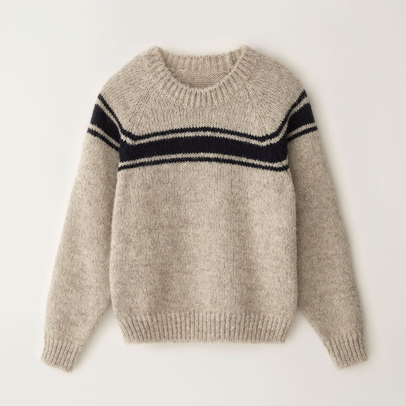 Dame strikpullover med moderne blokstribedesign og hyggelig pasform Stilla
