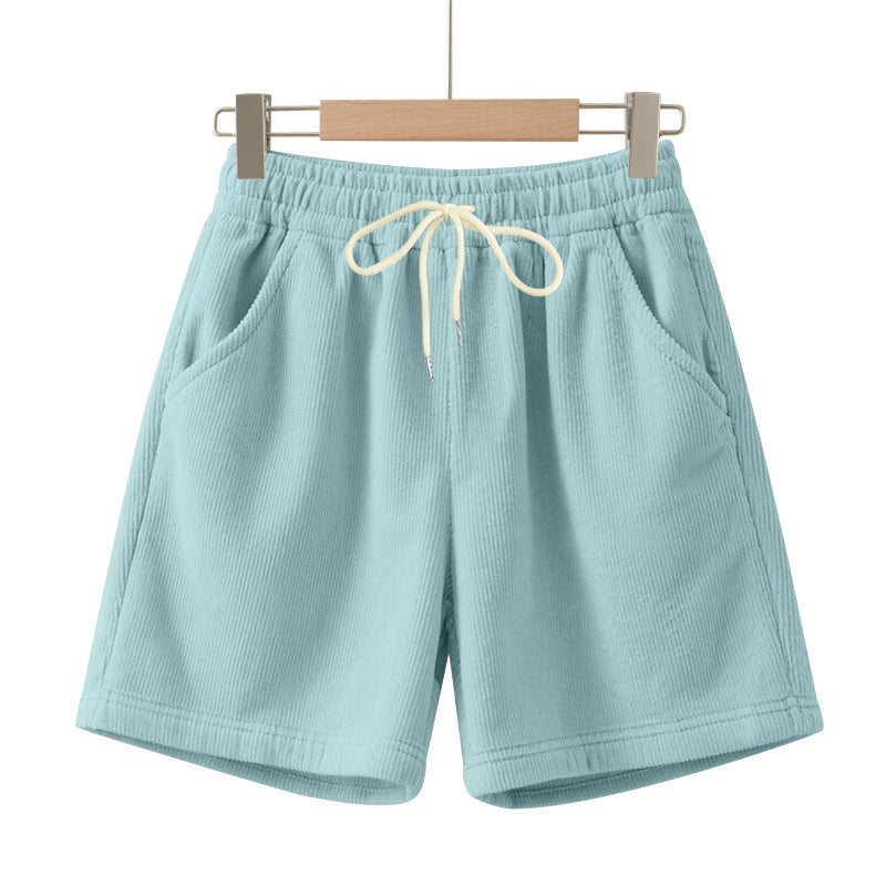 Herren nan ribbet Jersey-shorts med elastisk talje, dekorativ snor og sidelommer Skovae