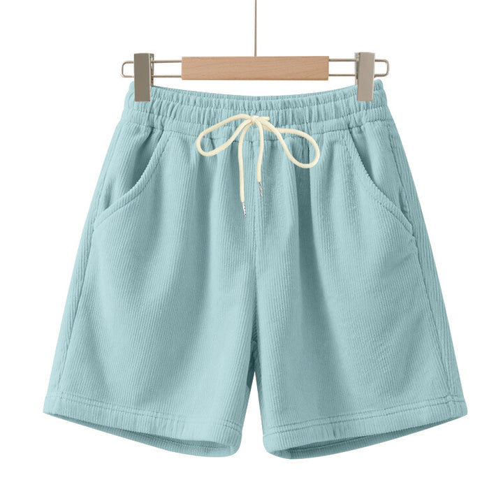 Herren nan ribbet Jersey-shorts med elastisk talje, dekorativ snor og sidelommer Skovae