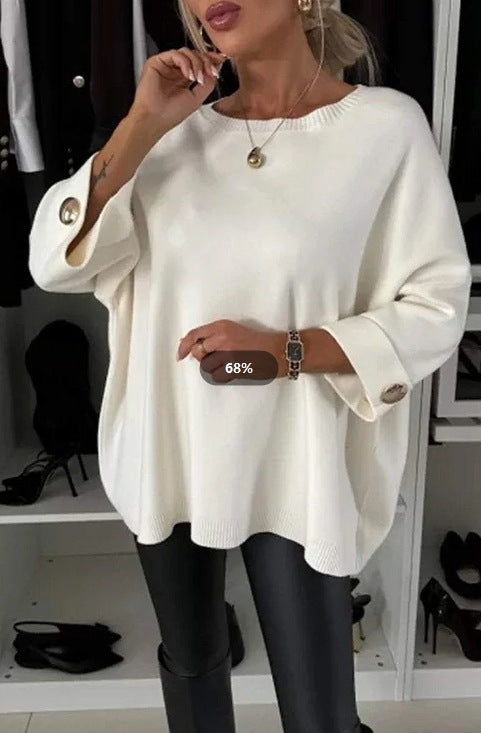 Dame elegant top med dekorative knapper og generøs pasform Stiila
