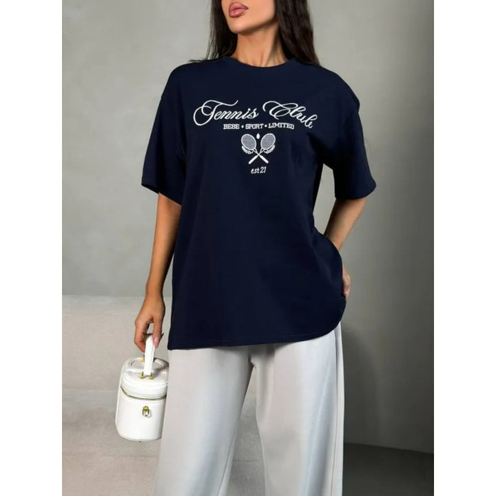 Dame T-shirt med afslappet tennis-design og højkvalitets bomuldsstof Stilla