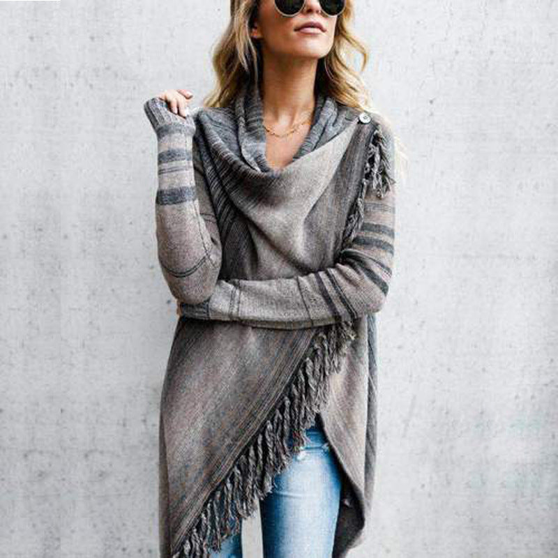 Kvindernes hyggelige poncho med frynser Stilla