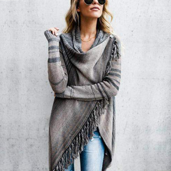 Kvindernes hyggelige poncho med frynser Stilla