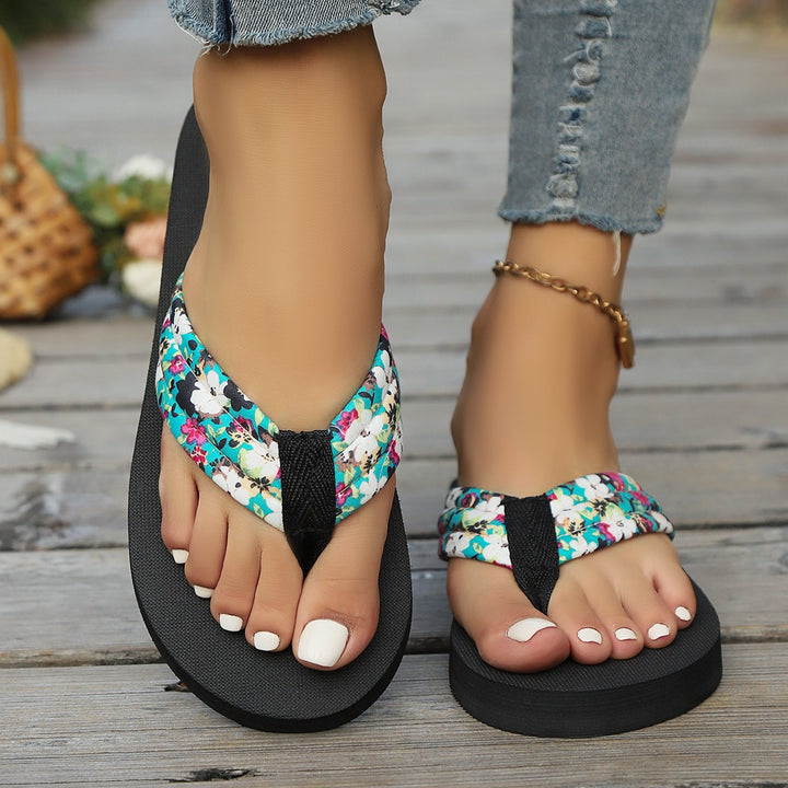 Dame toe-separator sandaler med blomsterdesign og komfortabelt fodseng Stilla