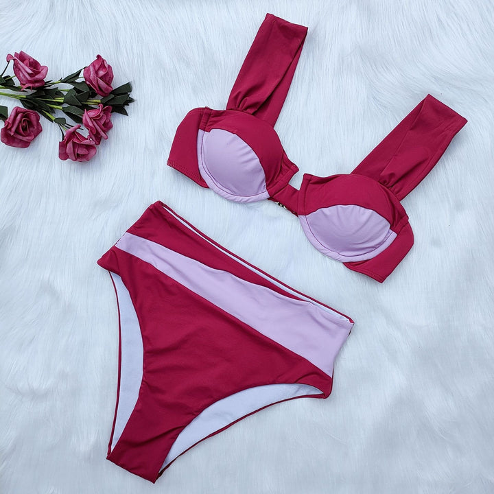 Dame Højskåret Bikini-Sæt med innovativt Design Skovae