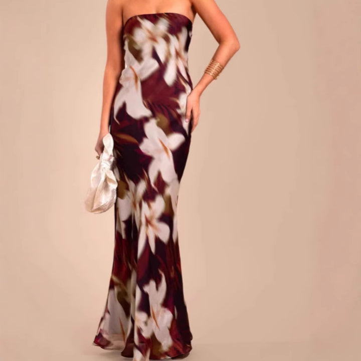 Femme Strapless Floral Maxi Kjole Stilla
