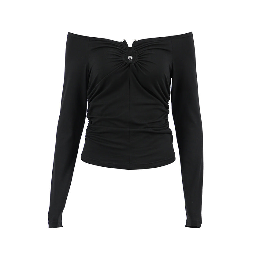 Dame Off-Shoulder Top med Rynke og Elegant Detalje Stilla